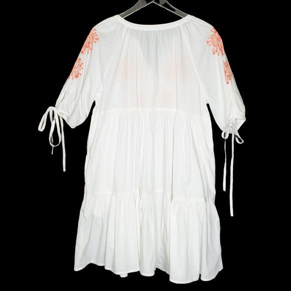 Wayward Fancies Eshakti Dress L White Poplin Tiered Embroidered cottagecore - Picture 5 of 11